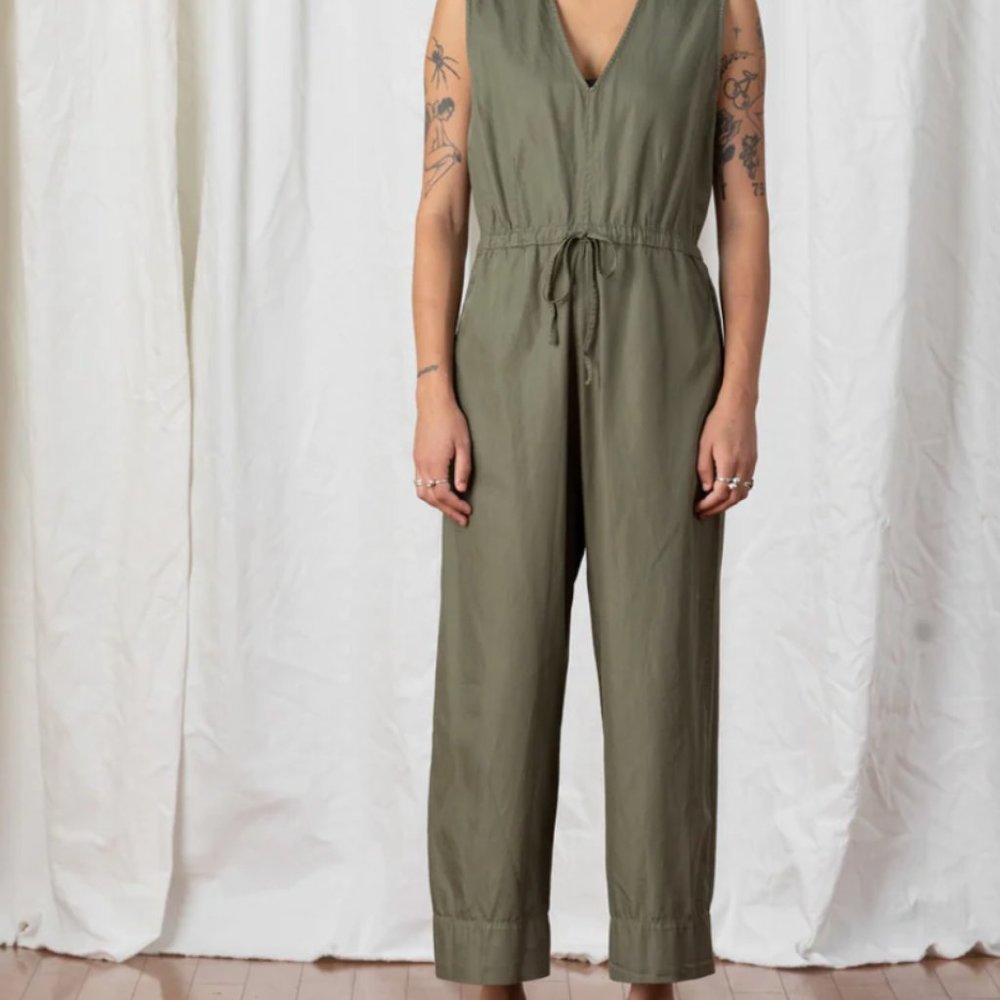 Ali Golden Slit Back Jumpsuit- Forest Green